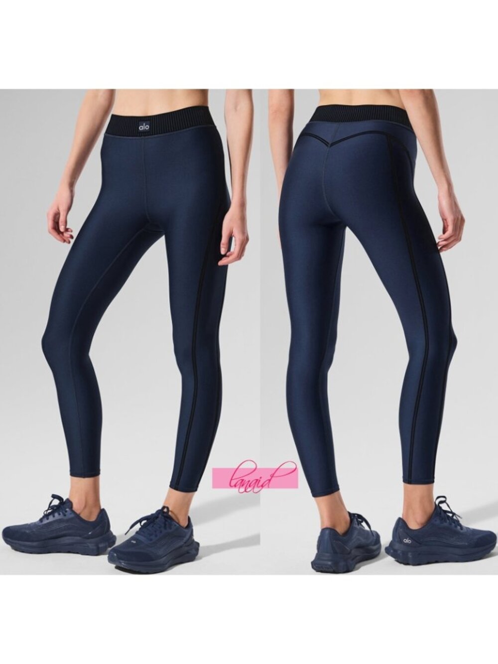 Alo Airlift High-Waist 7/8 Line Up Leggings Navy Hi-Rise Waisted Tights Skinny